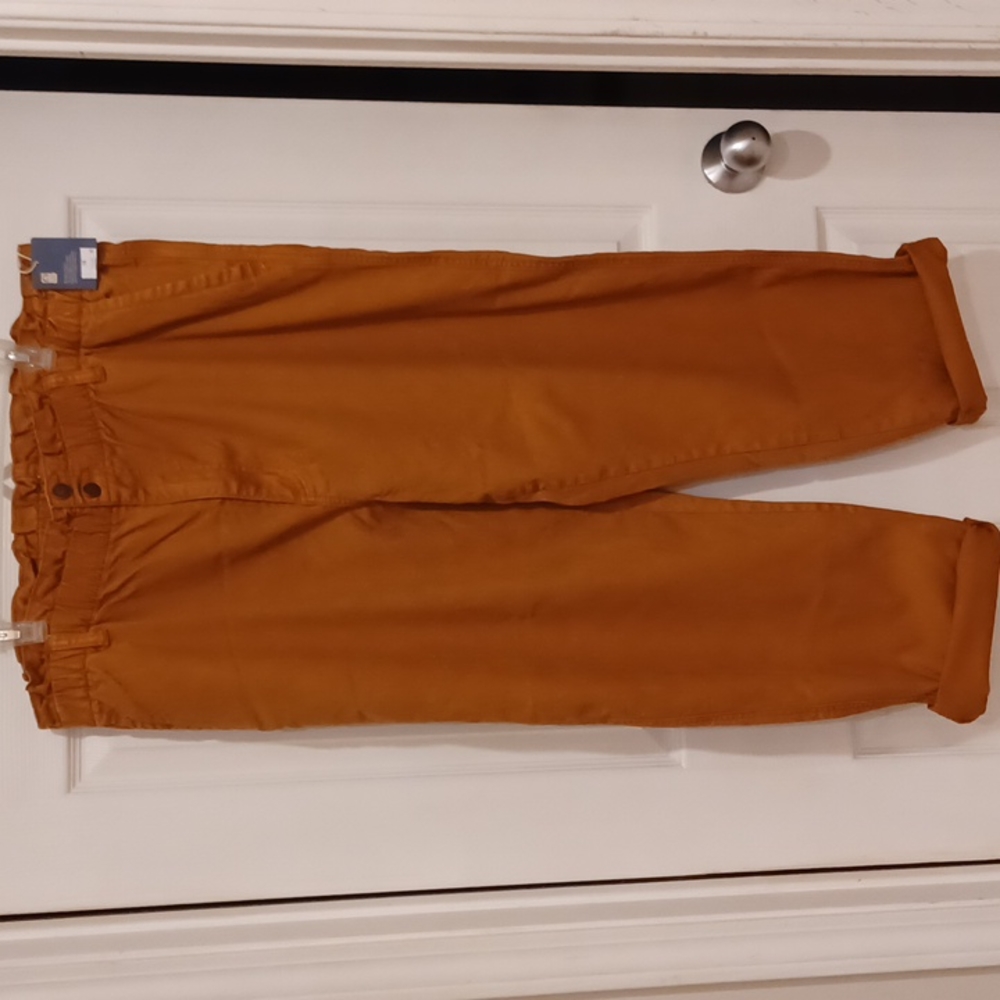 Universal Thread Copper colored paperbag waist cotton mix tapered leg pants NWT
